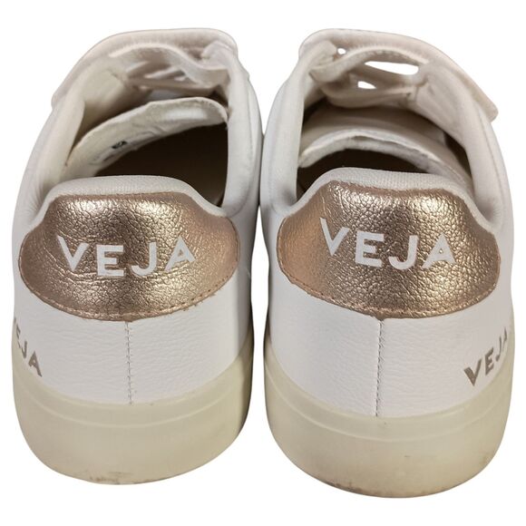 VEJA Sneakers T2 Womens 9 Gold White Leather Triple Strap - Picture 8 of 10